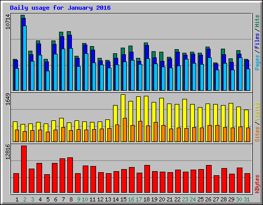Daily usage for January 2016